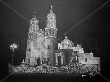 INDEPENDENCIA DE MEXICO (iglesia de dolores hidalgo guanajuato) Pastel Cartulina Paisaje