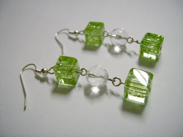 Aretes de Murano Craquelado  Verde Bisutería Joyería y Bisutería