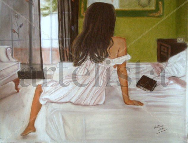 Fin de lectura Pastel Paper Figure Painting