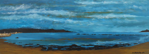 Panorámica de la playa  de Las Canteras Acrylic Panel Marine Painting