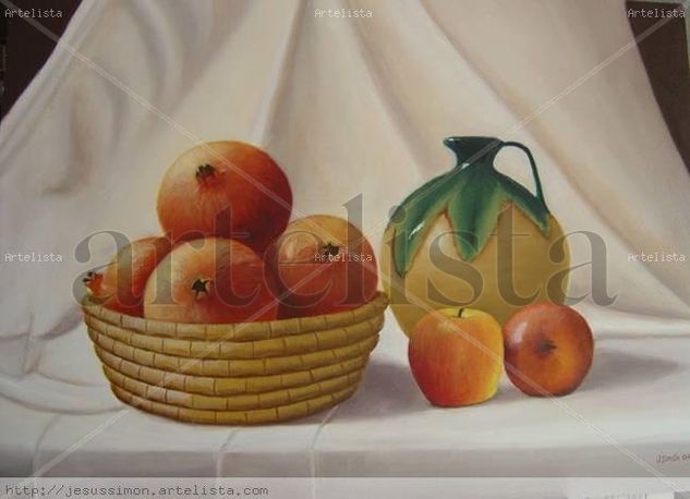 Bodegón  con granadas Oil Panel Still Life Paintings