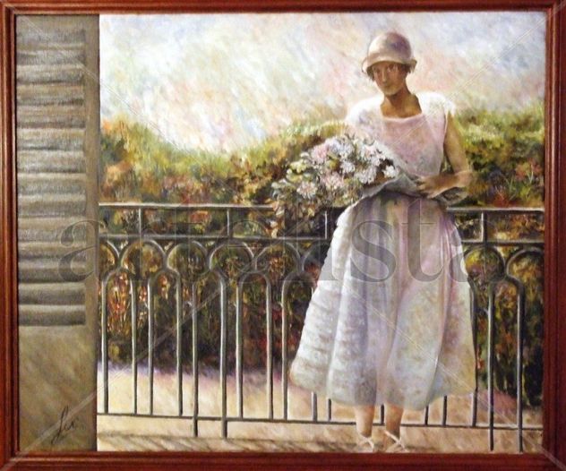 mujer con flores