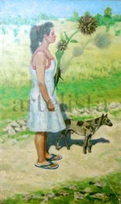 en el camino Oil Canvas Portrait