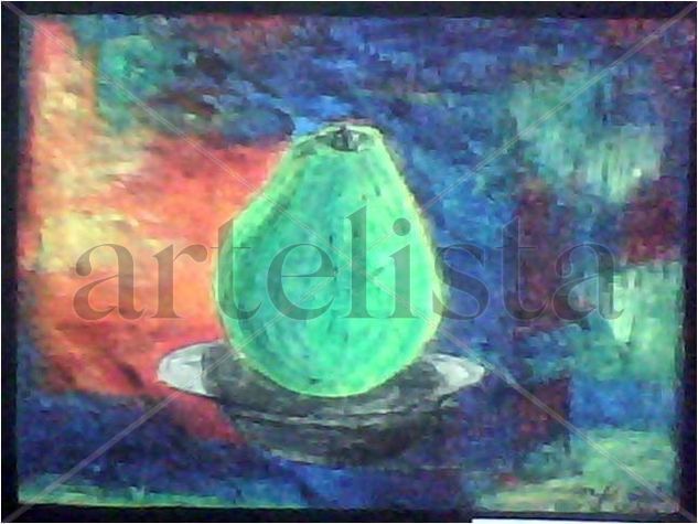 Pera verde Pastel Card Still Life Paintings