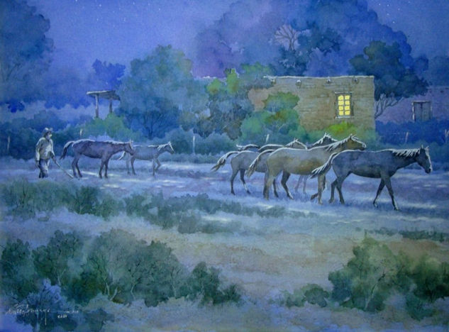 por esto me gustas..por tu luna Watercolour Paper Landscaping