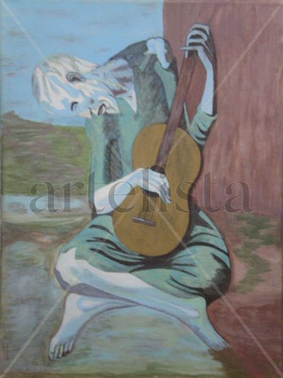 el guitarrista Óleo Lienzo Retrato