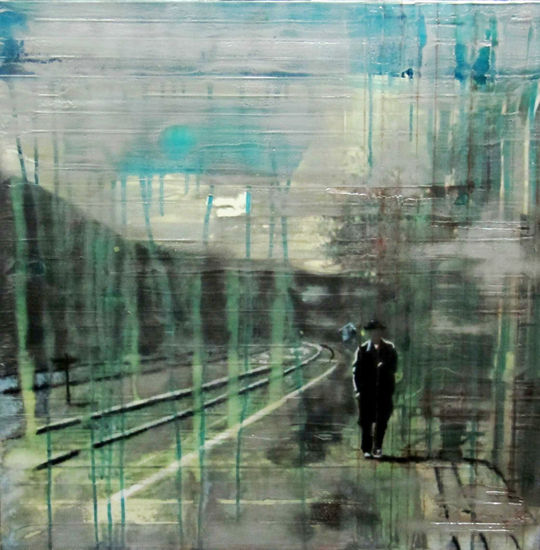 Train station Mixed media Canvas Others