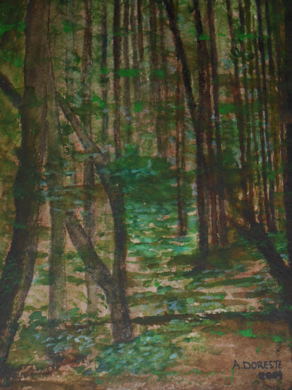 Sendero en Garajonay Acuarela Papel Paisaje