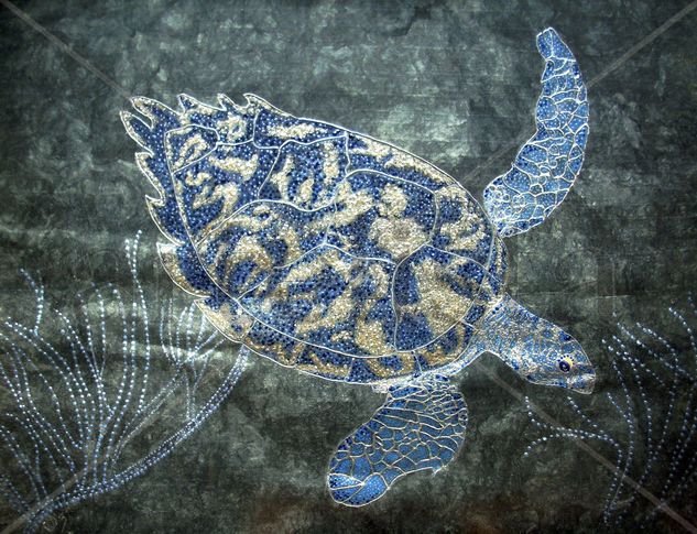 Tortuga Azul Profundo Mixed media Paper Animals