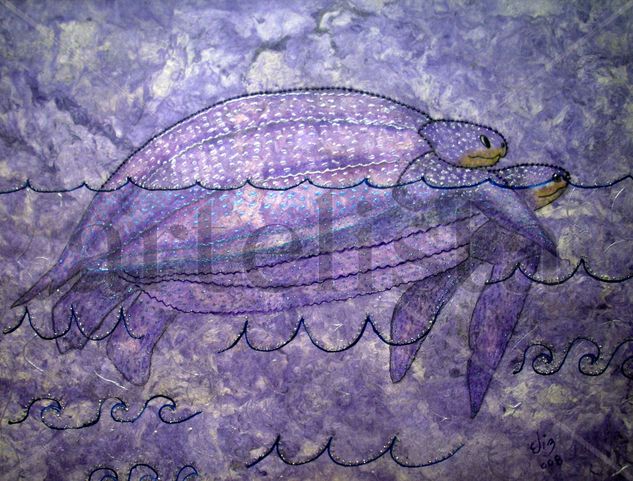 Dos Tortugas Mixed media Paper Marine Painting