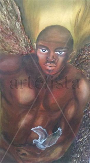 angel negro Oil Canvas Figure Painting