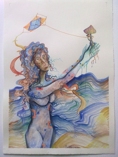 recordando el pasado, pero es pasado... Watercolour Paper Figure Painting