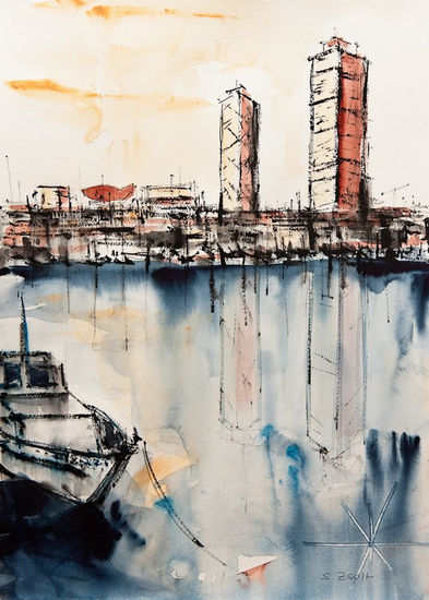 Barcelona Watercolour Paper Marine Painting