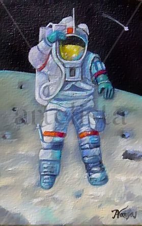 Caminata Lunar Acrylic Canvas Figure Painting