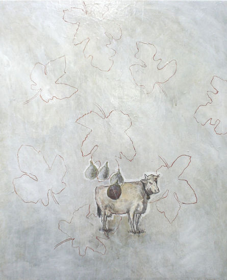 una vaca con cinco higos Acrylic Canvas Landscaping