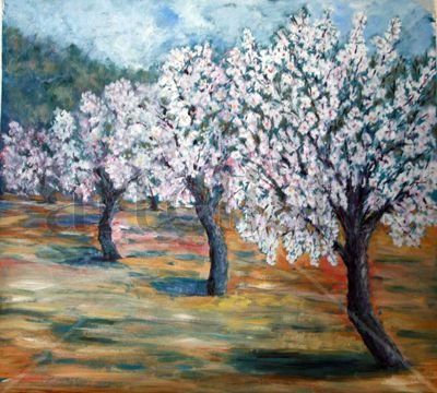 almendros en flor Oil Canvas Landscaping