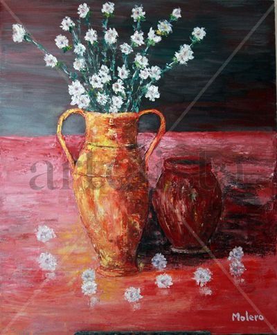 anfora con flores Oil Canvas Landscaping