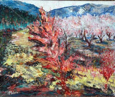 flores en el camino Oil Canvas Landscaping