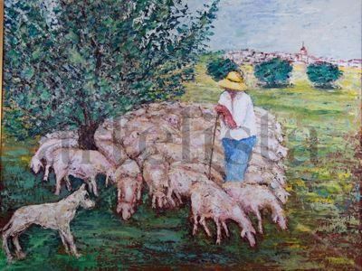 el pastor Oil Canvas Landscaping