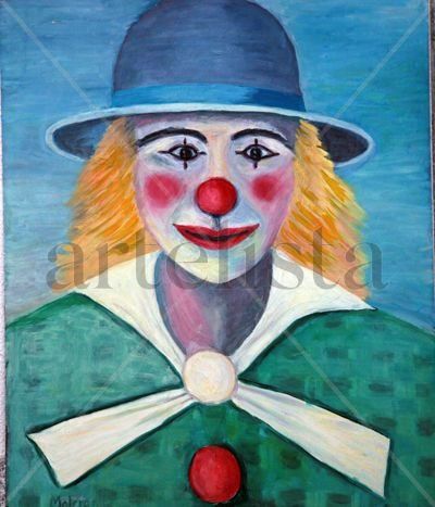 payaso con chaqueta verde Oil Canvas Figure Painting