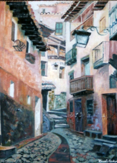 Calle de Albarracin(Teruel) Óleo Tabla Otros