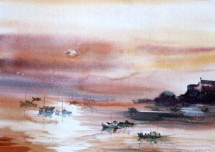 Atardecer Watercolour Paper Marine Painting