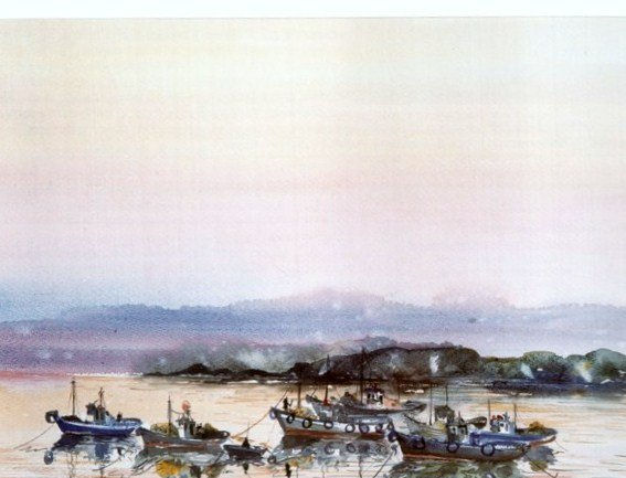 Puerto Pesquero Watercolour Paper Marine Painting