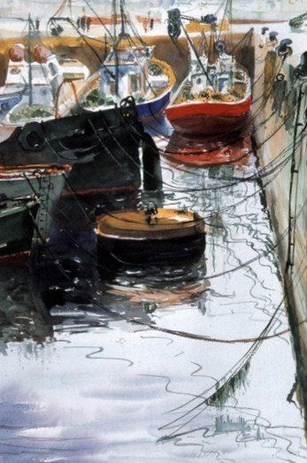 barcos amarrados en el puerto de la Coruña