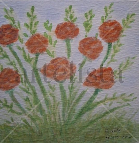 FLORES ROJAS.3 Watercolour Card Floral Painting