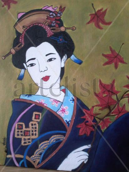 Geisha en paz Óleo Lienzo Retrato