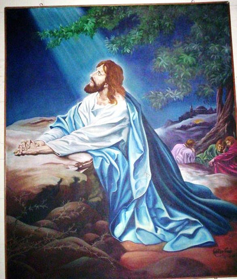 JESÚS  orando en el Monte Oil Canvas