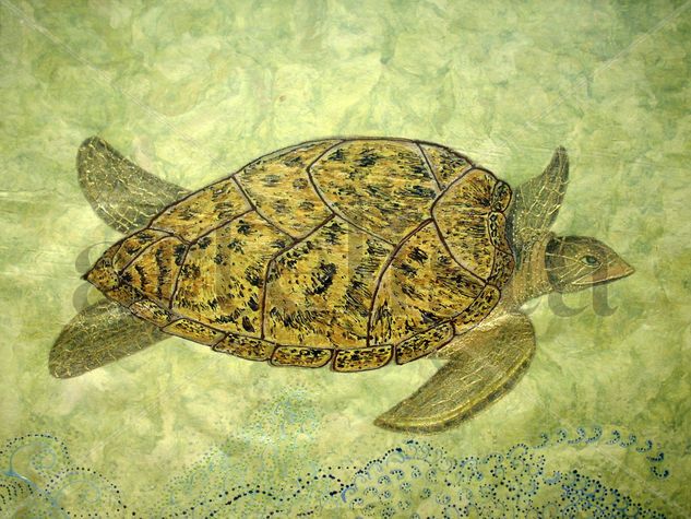 Tortuga de Carey Mixed media Paper Animals