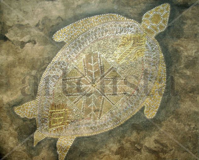 Tortuga dorada Mixed media Canvas Landscaping