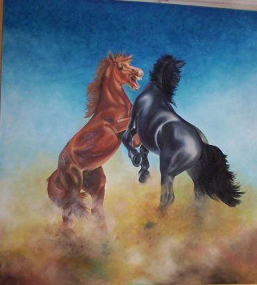 Pelea por Territorio Oil Canvas