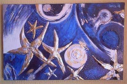 Universo en azul Mixed media Panel Landscaping