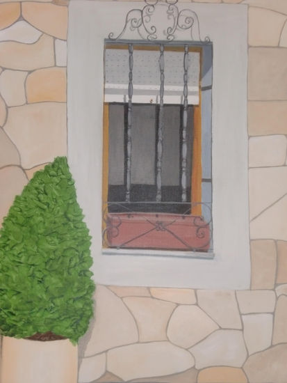 ventana con rejas Óleo Lienzo Paisaje