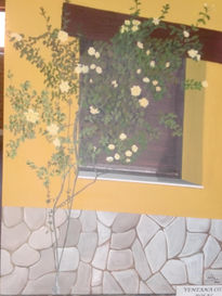 Ventana con rosal