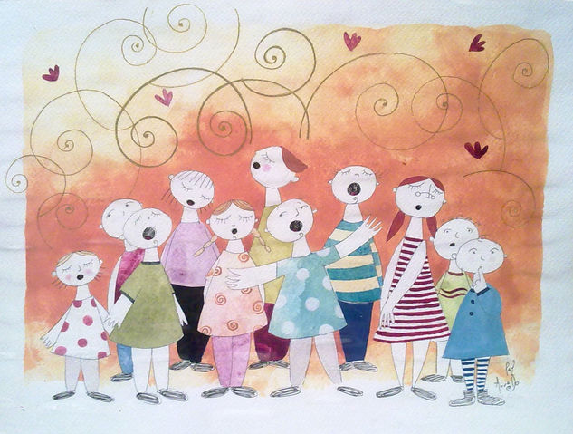 Coro infantil II Gouache Papel Figura