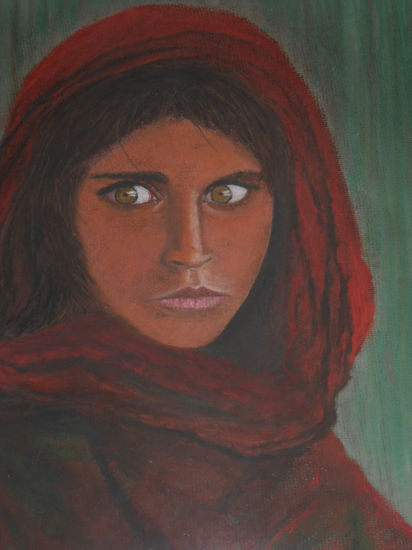 Sharbat Gula Pastel Paper Portrait