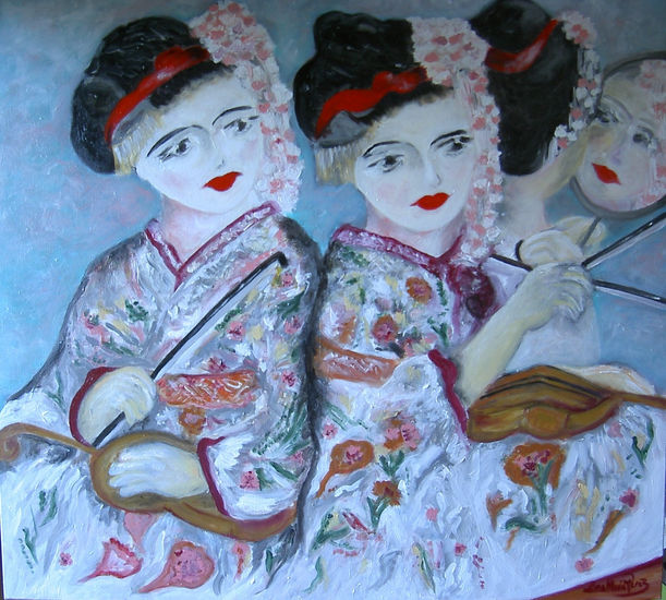 LAS GEISHAS Acrílico Lienzo Retrato