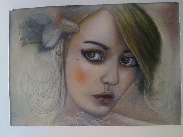 la mujer Pastel Paper Portrait