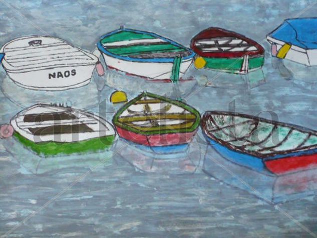 barcas en los cristianos Acrylic Card Marine Painting