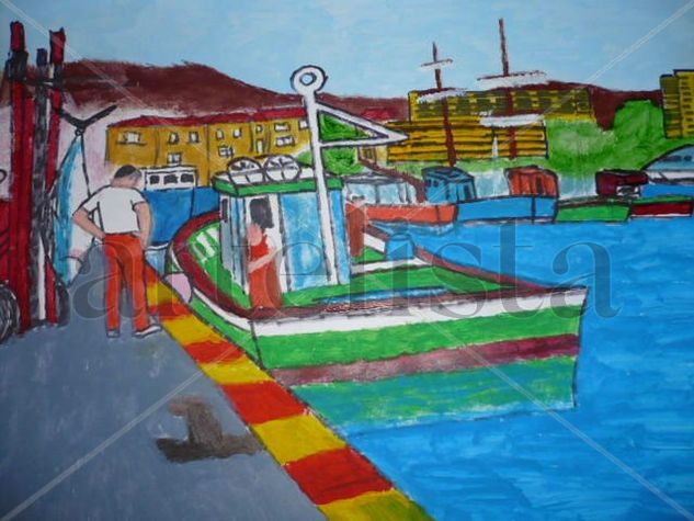 puerto de los cristianos Acrylic Card Marine Painting