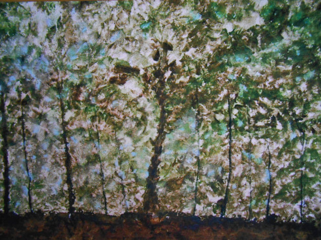 Luz entre los árboles Acuarela Papel Paisaje