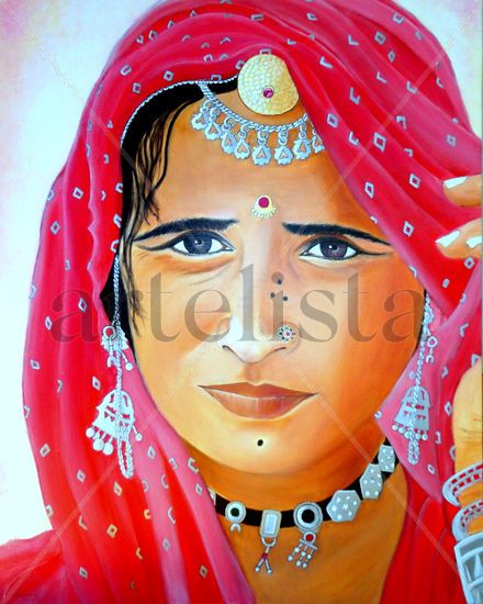 Mirada de Jaipur (La India) Acrylic Canvas Portrait