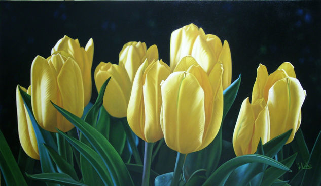 Tulipanes Amarllos 2 Oil Canvas Floral Painting