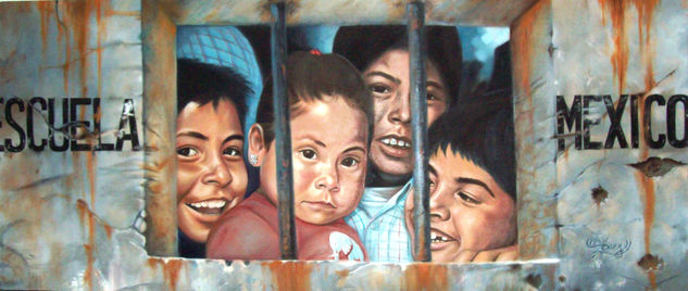 LOS DETENIDOS ( ESCUELA MEXICO ) Oil Canvas Others