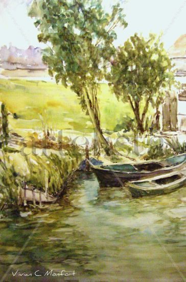 Barcas en el Palmar Watercolour Paper Landscaping