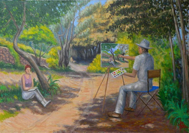 EL pintor y los verdes de Mayo Oil Canvas Landscaping