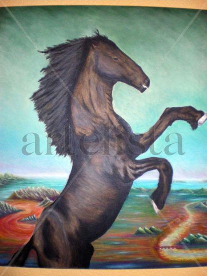 CABALLO INDÓMITO Oil Canvas Animals